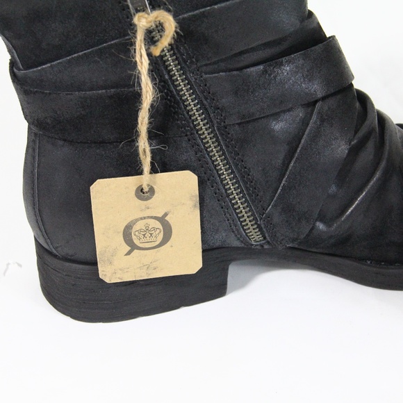 Born Eton Boots New sz 9 Women Black Leather Moto Bootie Nwt - Picture 10 of 11